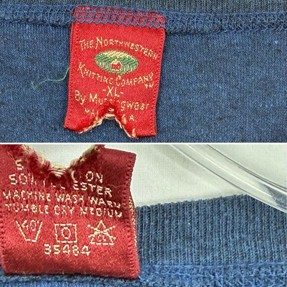 VINTAGE Munsingwear Shirt Men XL Blue Henley Base Layer Thermal 80s - Picture 10 of 16